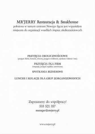 Mr' Jerry Restauracja & Steak House Nowy Sącz