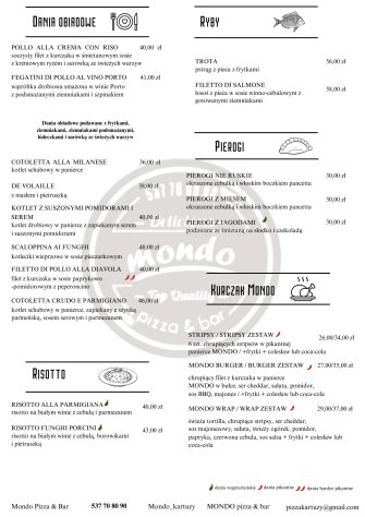 MONDO pizza & bar Kartuzy