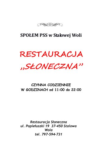 Restauracja Słoneczna Stalowa Wola