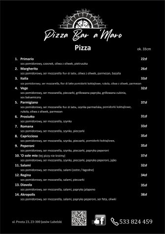 Pizza Bar a’Maro Janów Lubelski